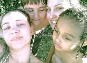 Daughter, son, daughter, and grandson. (Rikki, Ozra, Kharisma and De'Mantai)